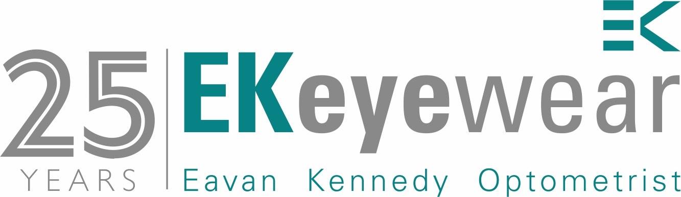 EK Eyewear 25 Years Logo. Optician Lisburn Road Belfast